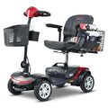 Mobility Scooter 4-Wheel Compact Metal Red 300 LB 10 Mile Rear Suspension