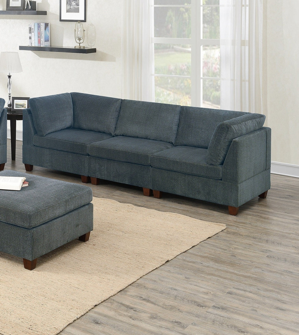 Sofa Modular Chenille Gray 8-Piece Chaise Ottoman
