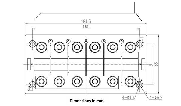 Victron CIP050060000	Fuse holder 6-way for MEGA-fuse