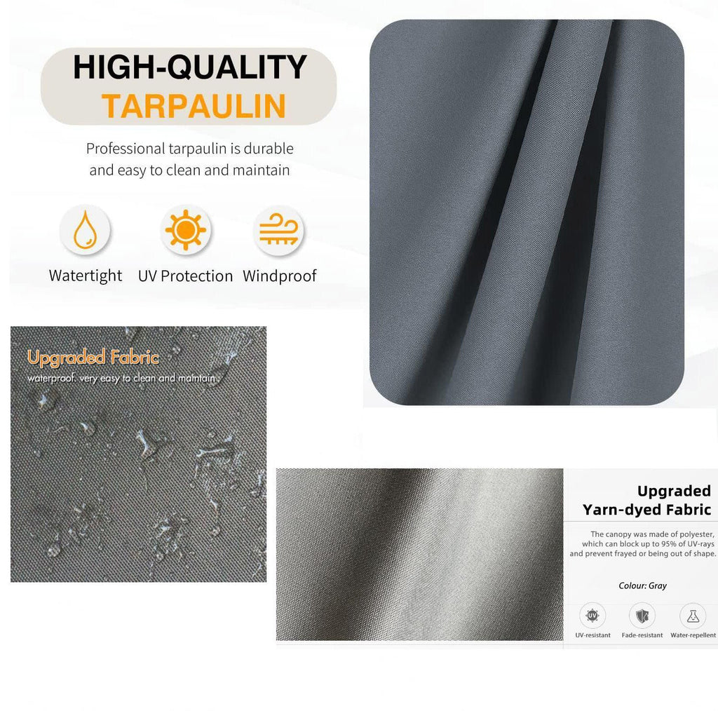 Pergola Replacement Canopy Gray Polyester UV Water-Resistant 10x10 Ft