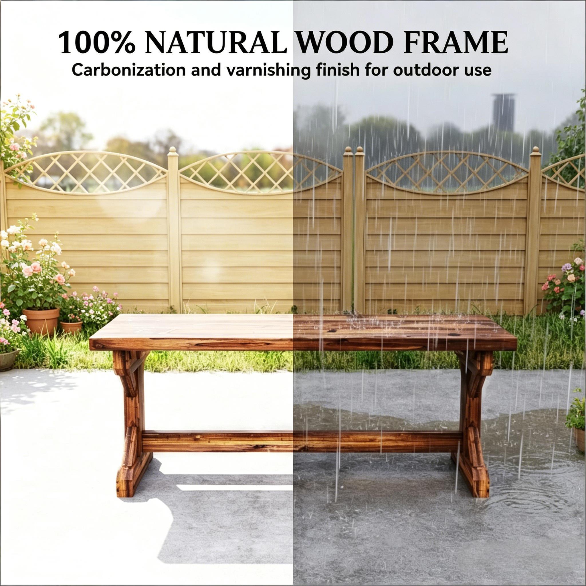 Outdoor Bench Backless Fir Wood Carbon 44in 528 lb Capacity X Base