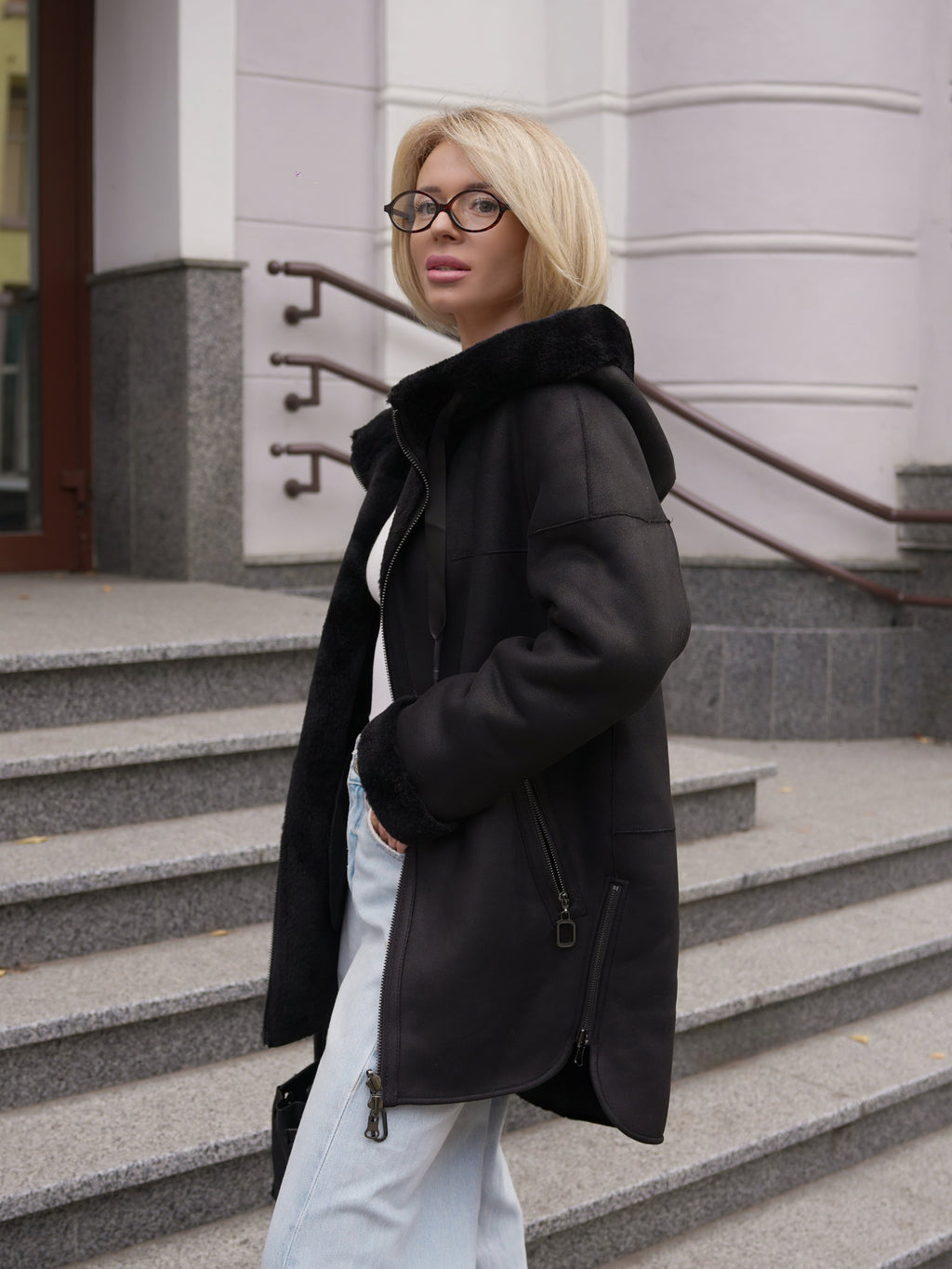 ⇆ Reversible Faux Shearling Hooded Coat