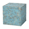 Bohemian Sky Blue Coconut Shell and Acacia Wood End Table