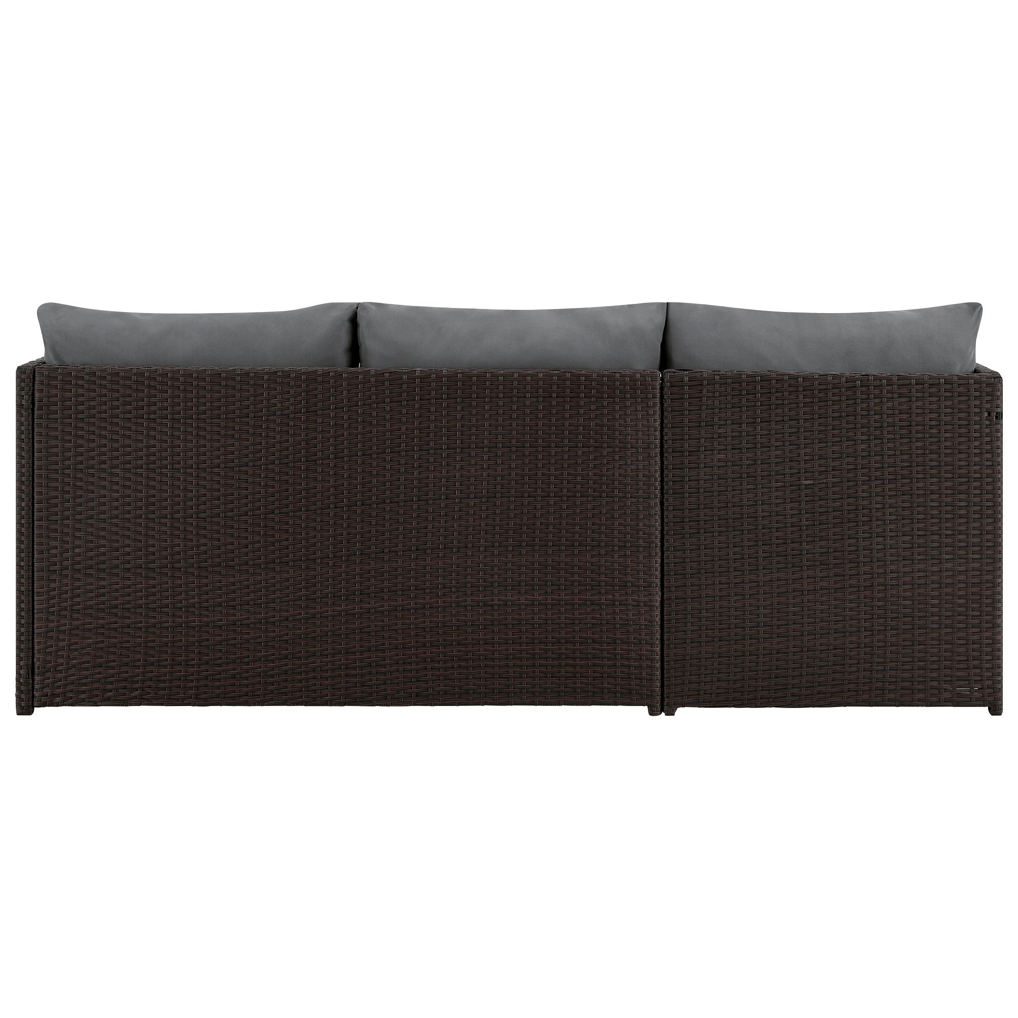 Outdoor Patio Set PVC Rattan Steel Brown Gray 3 Piece with Chaise