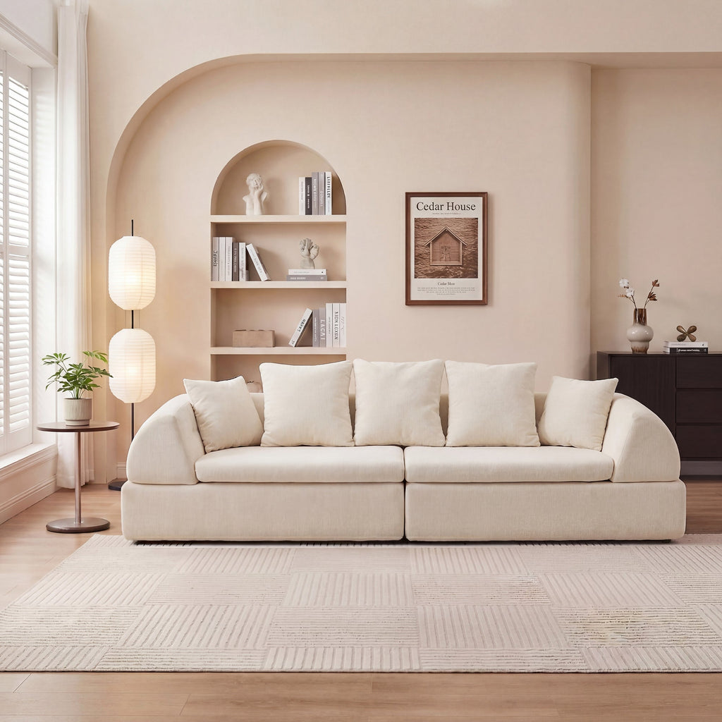 Sectional Sofa Cloud Modular White 4 Seat 104 In No Assembly Deep Seat