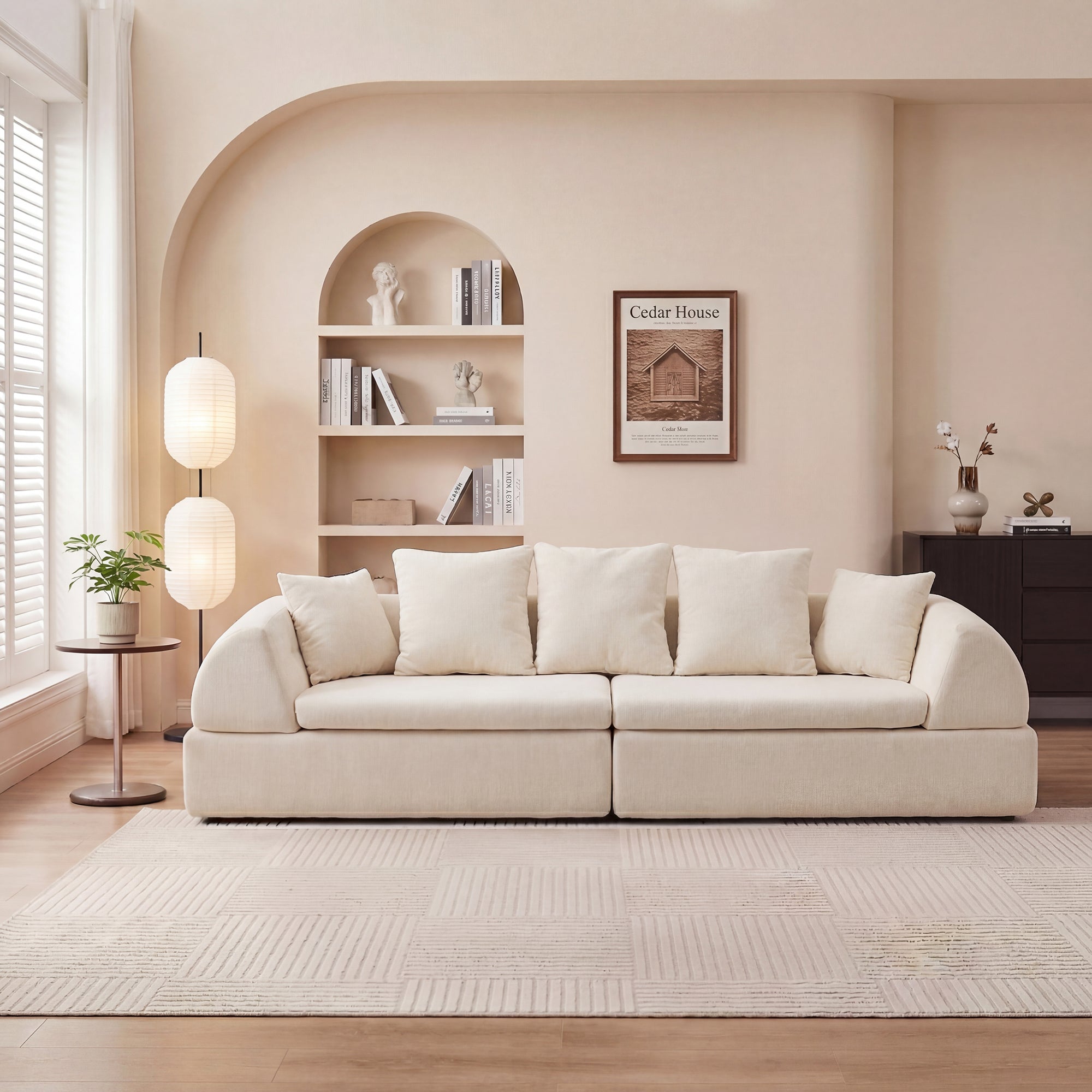 Sectional Sofa Cloud Modular White 4 Seat 104 In No Assembly Deep Seat