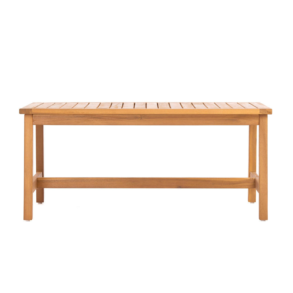 Outdoor Sofa Set Acacia Wood Teak Textilene Beige Cushion 2 Piece