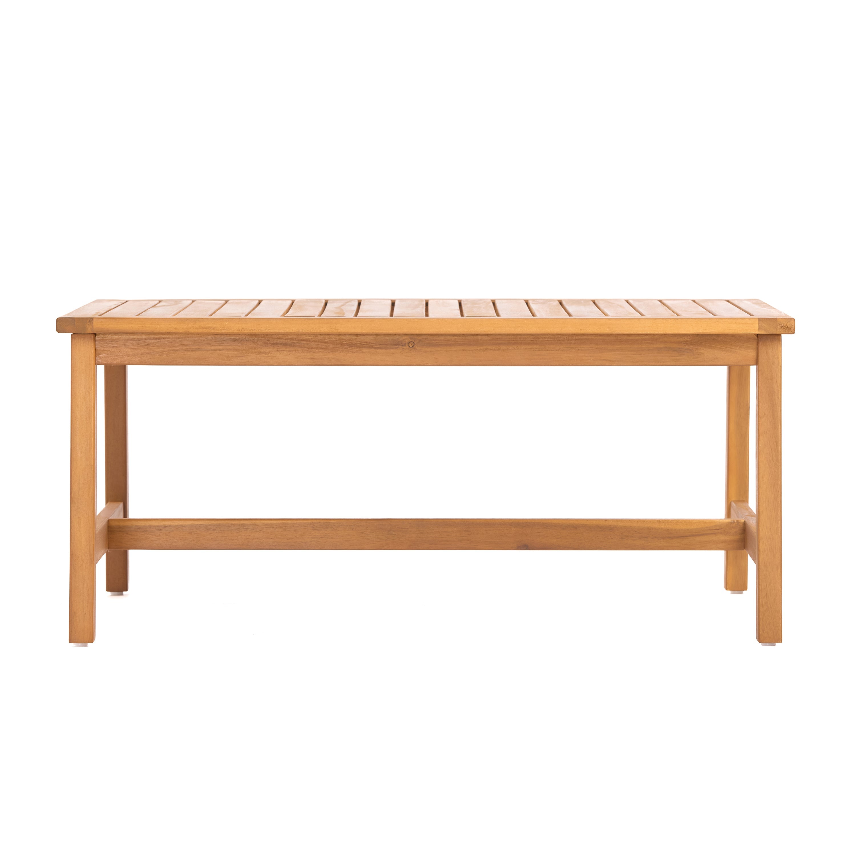 Outdoor Sofa Set Acacia Wood Teak Textilene Beige Cushion 2 Piece