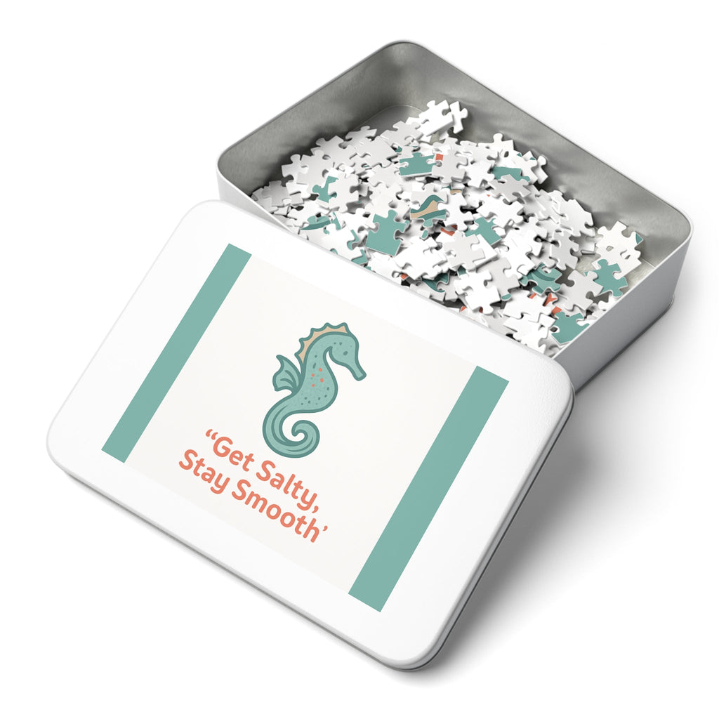 Seahorse Puzzle Tin – “Get Salty, Stay Smooth” 252-Piece Jigsaw Gift