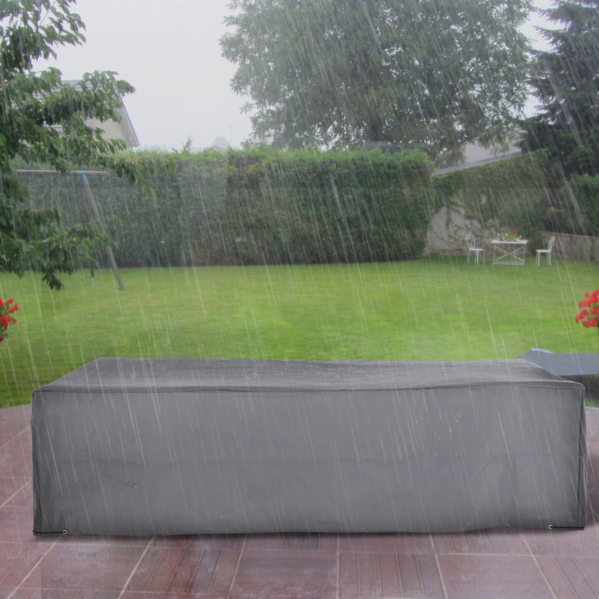Outdoor Sectional Cover Oxford Fabric Gray Waterproof 97 x 65 x 26 In