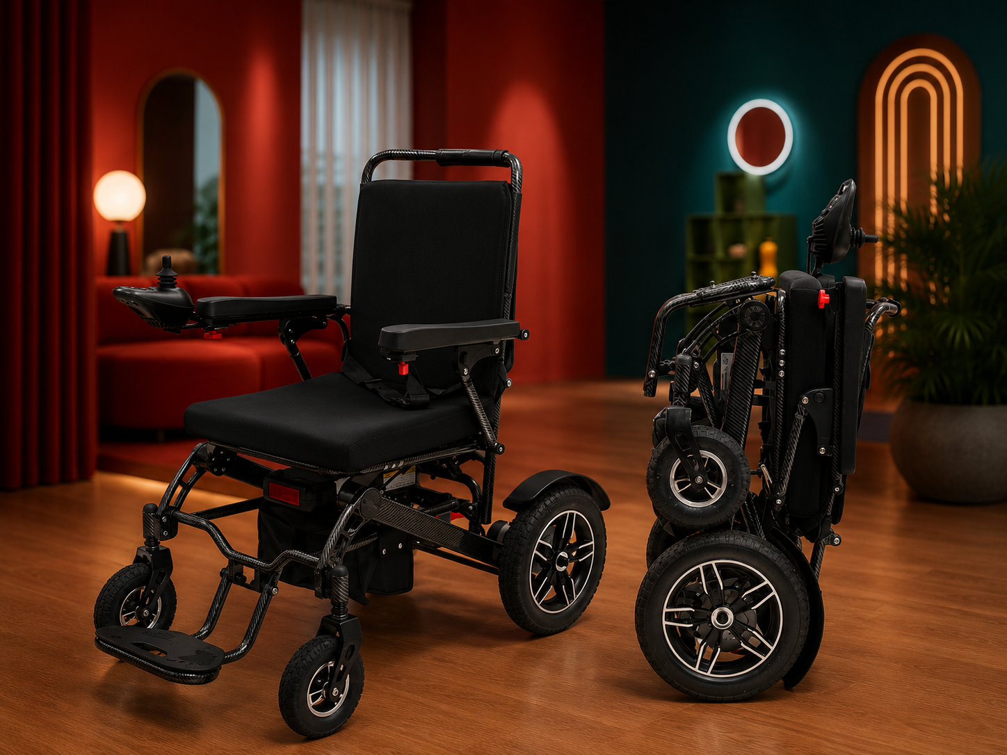 Wheelchair Electric Foldable All Terrain Aluminum 500W Dual Motor 41x24x39 In