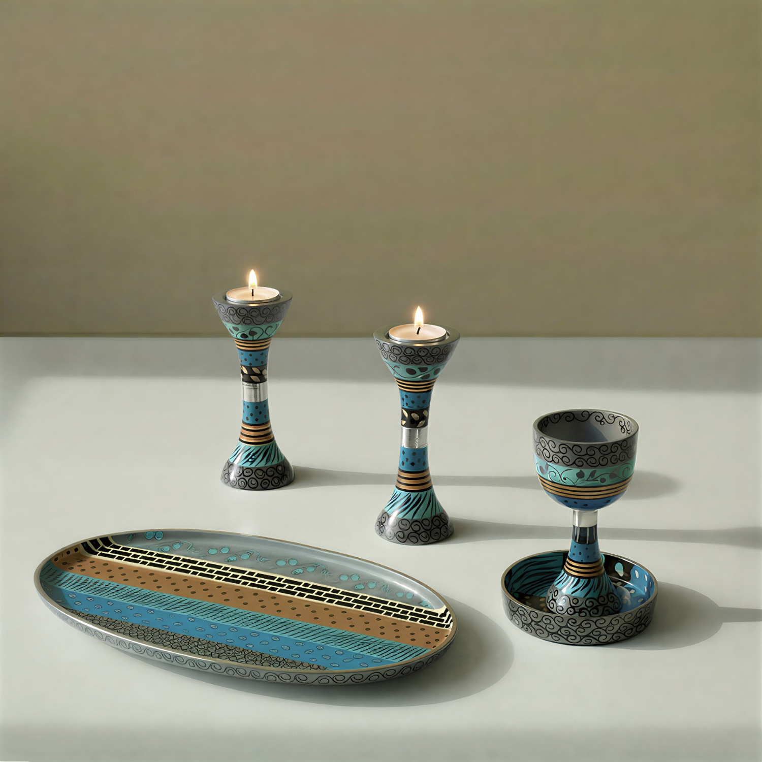 Exclusive Designer Aluminum Jewish Gift Set – Premium Shabbat Series
