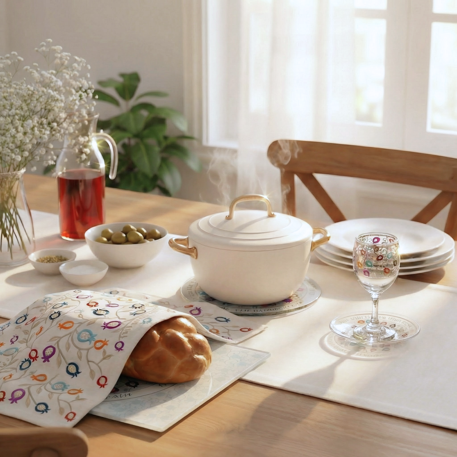 Unique Jewish Home Decor Shabbat Set – Pomegranate Chic Series