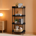 Rustic 4 Tier Black Bookcase For Small Spaces Living Room Bedroom
