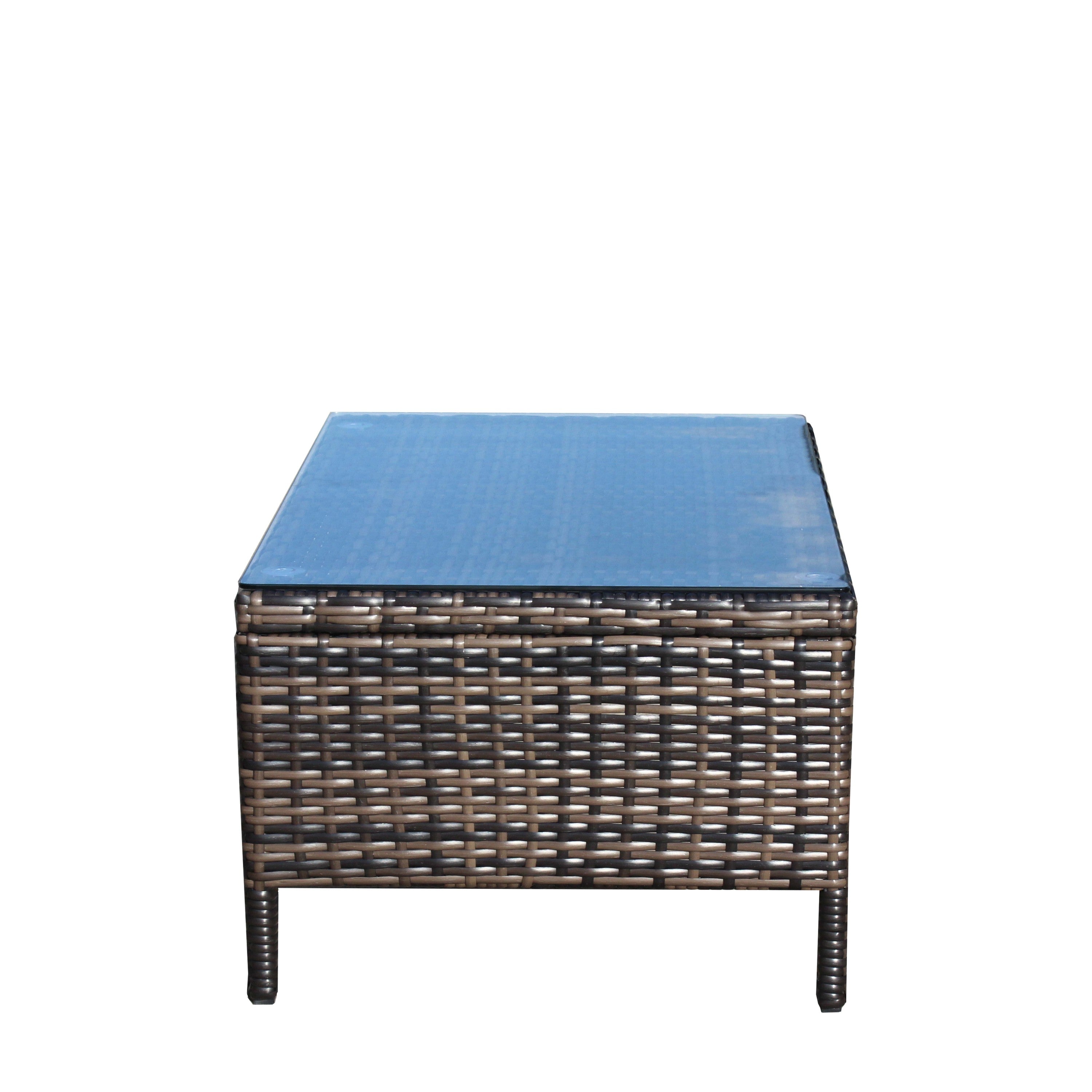 Outdoor Sectional Set PE Rattan Steel Brown Beige Cushion 3 Piece 560 LB