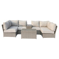 Outdoor Sofa Set HDPE Wicker Gray 8 Piece Aluminum Frame Seats 4
