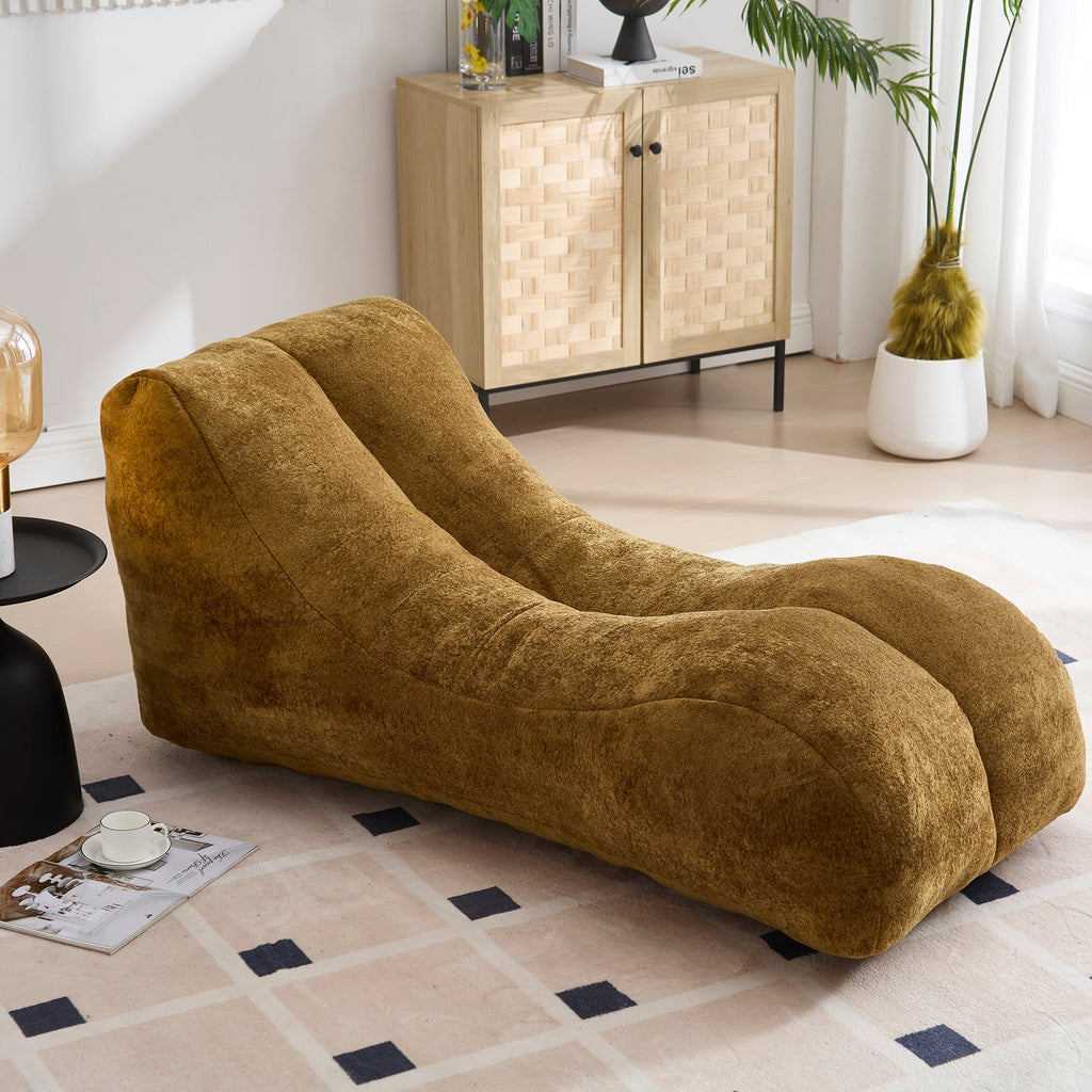 Bean Bag Sofa Chair Polyester Brown Foam Adult 59x30x23.6 In