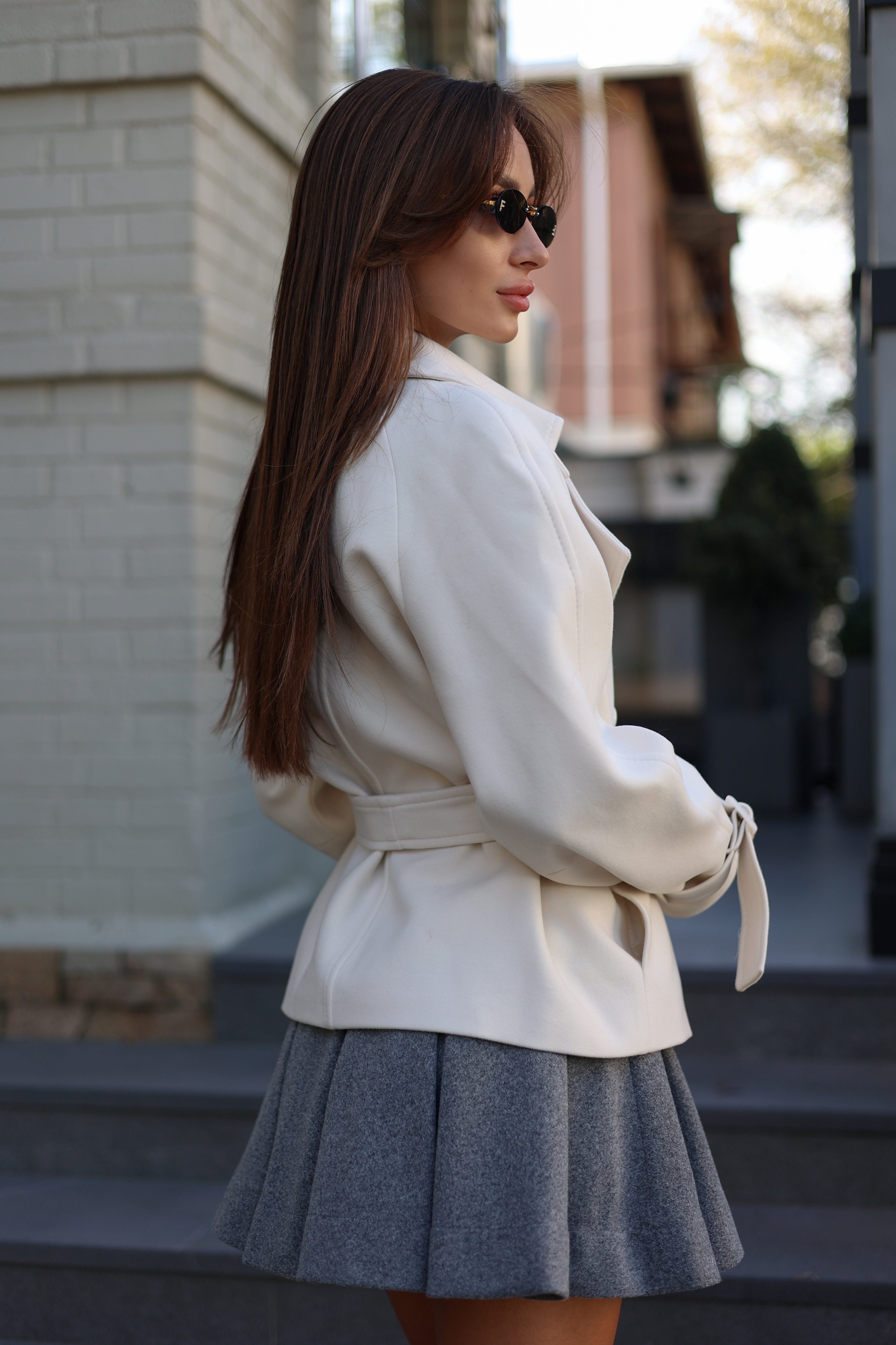 Megan Tailored Wool Blend Coat in Ivory