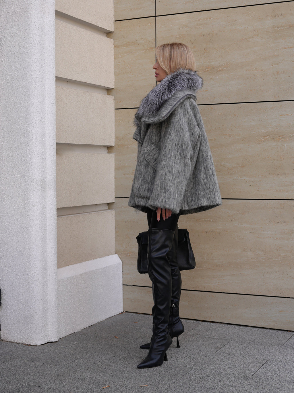 Ares Genuine Fur Trim Down Fill Mohair Parka