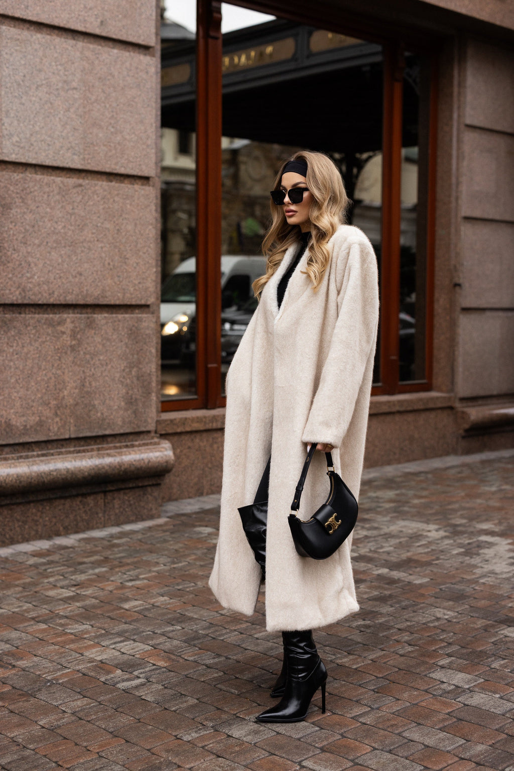 Sylvie Iconic Statement Fiber Coat in Ivory