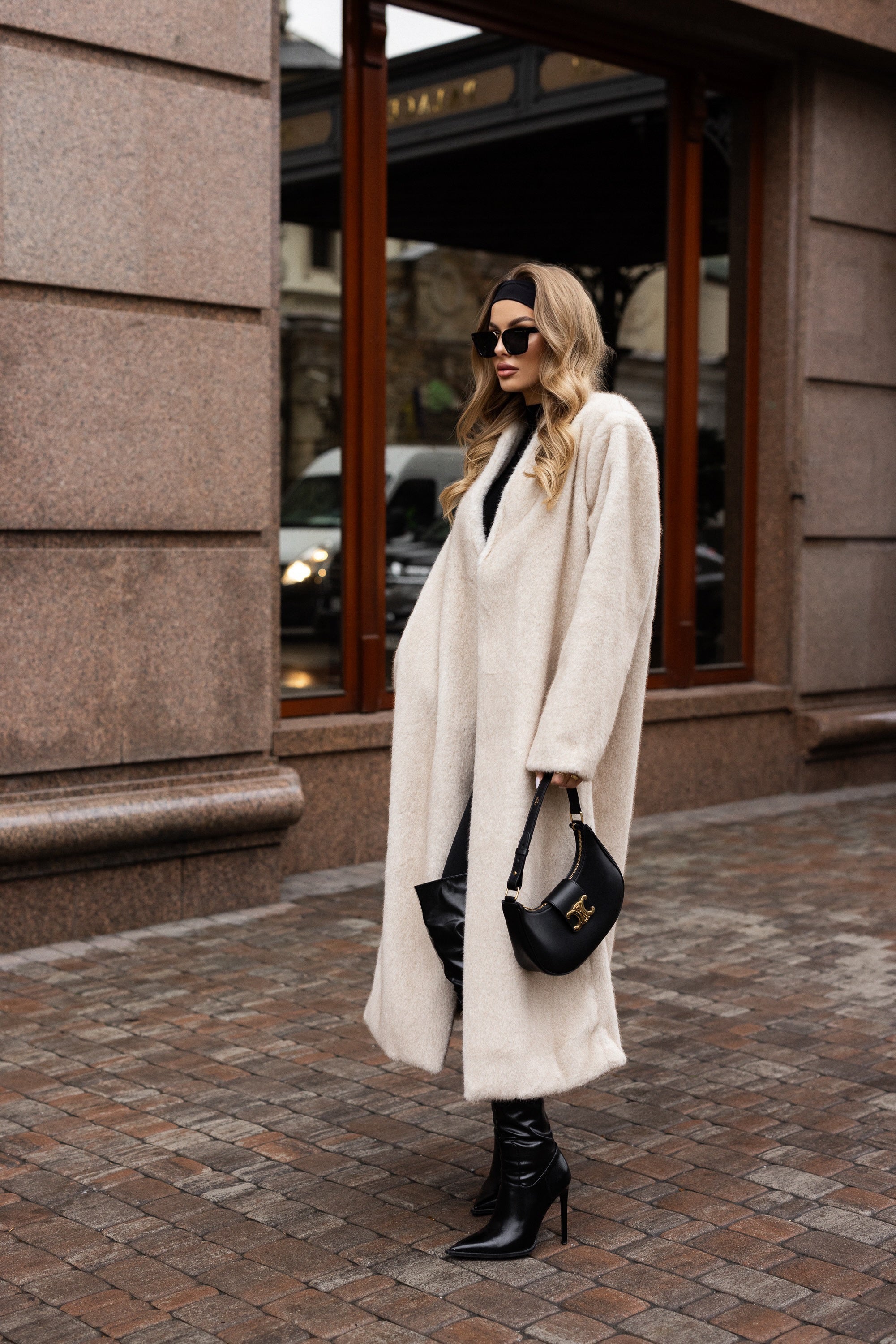 Sylvie Iconic Statement Fiber Coat in Ivory