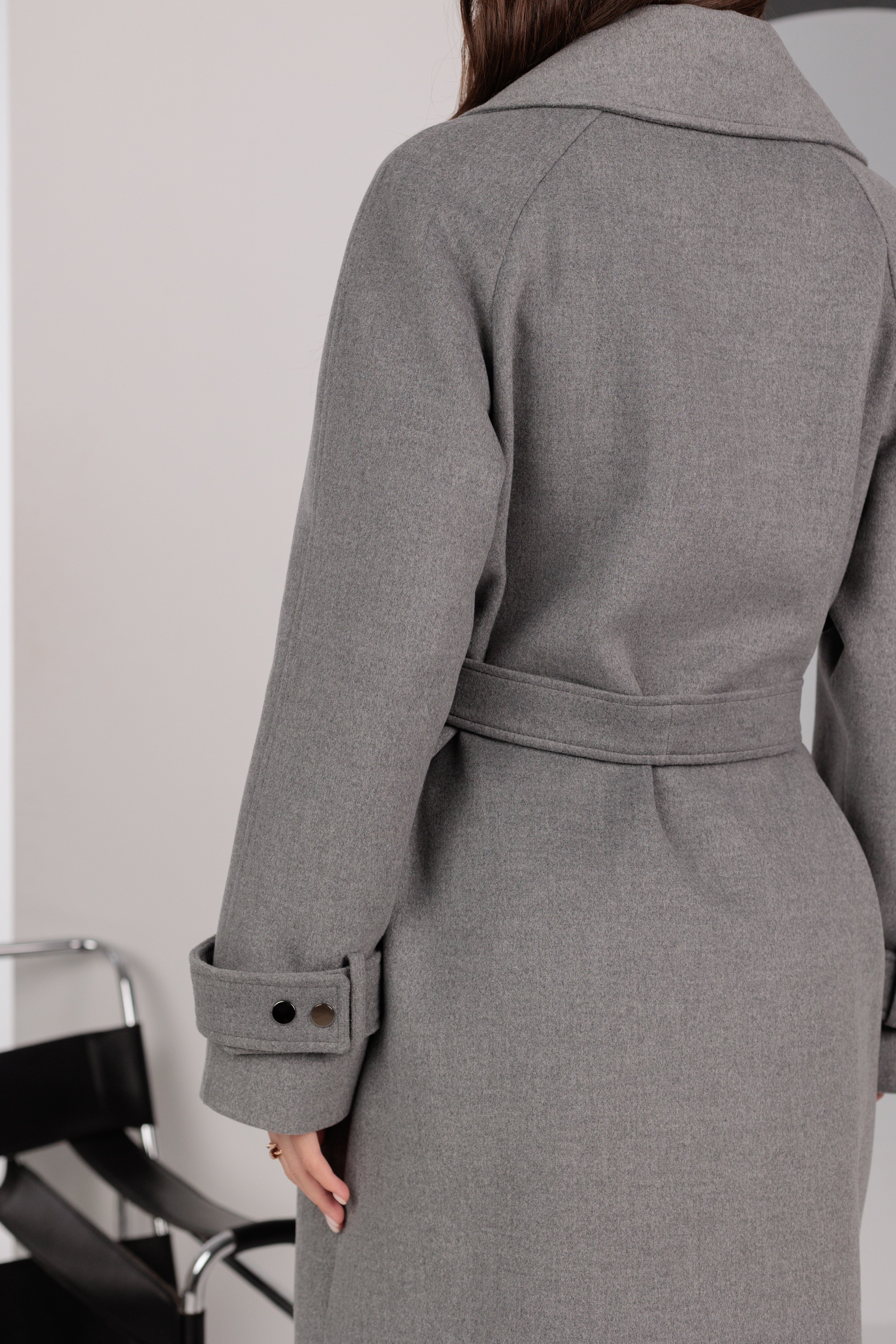 Karina Belted Wool Cashmere Blend Overcoat in Grey
