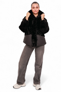 Montana Eco-Fur Down Coat in Black