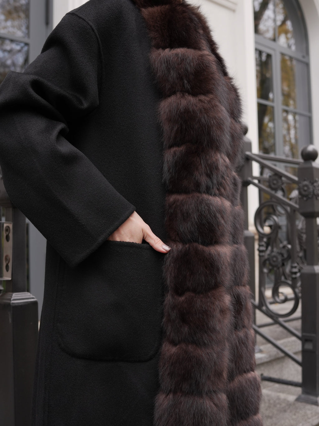 Brackley Genuine Polar Fox Fur Double Face Coat
