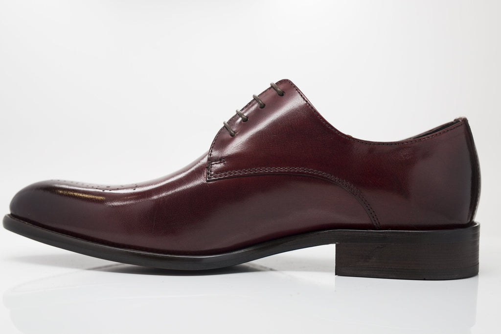 Burnished Calfskin Lace-Up Oxford Burgundy