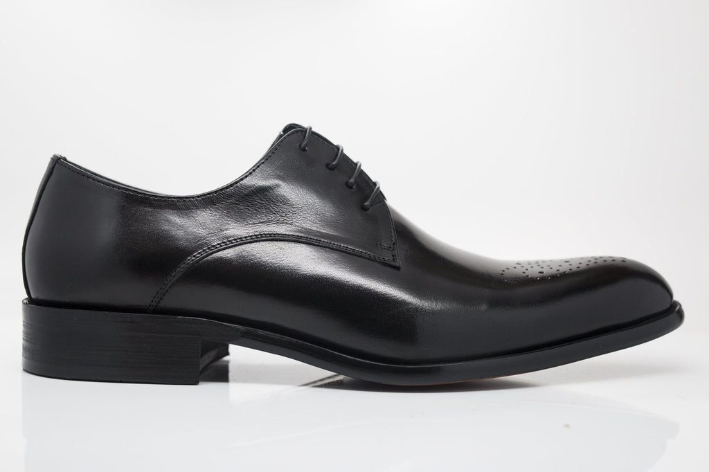 Burnished Calfskin Lace-Up Oxford Black