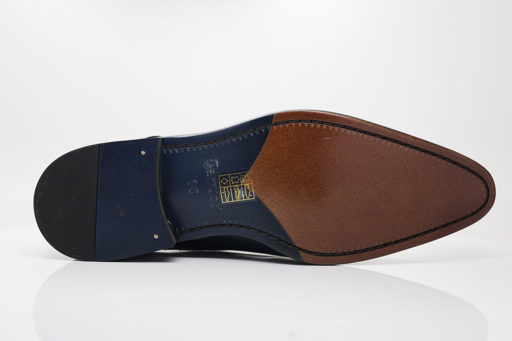 Burnished Calfskin Lace-Up Oxford Navy