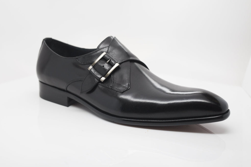 Burnished Calfskin Monkstrap Black