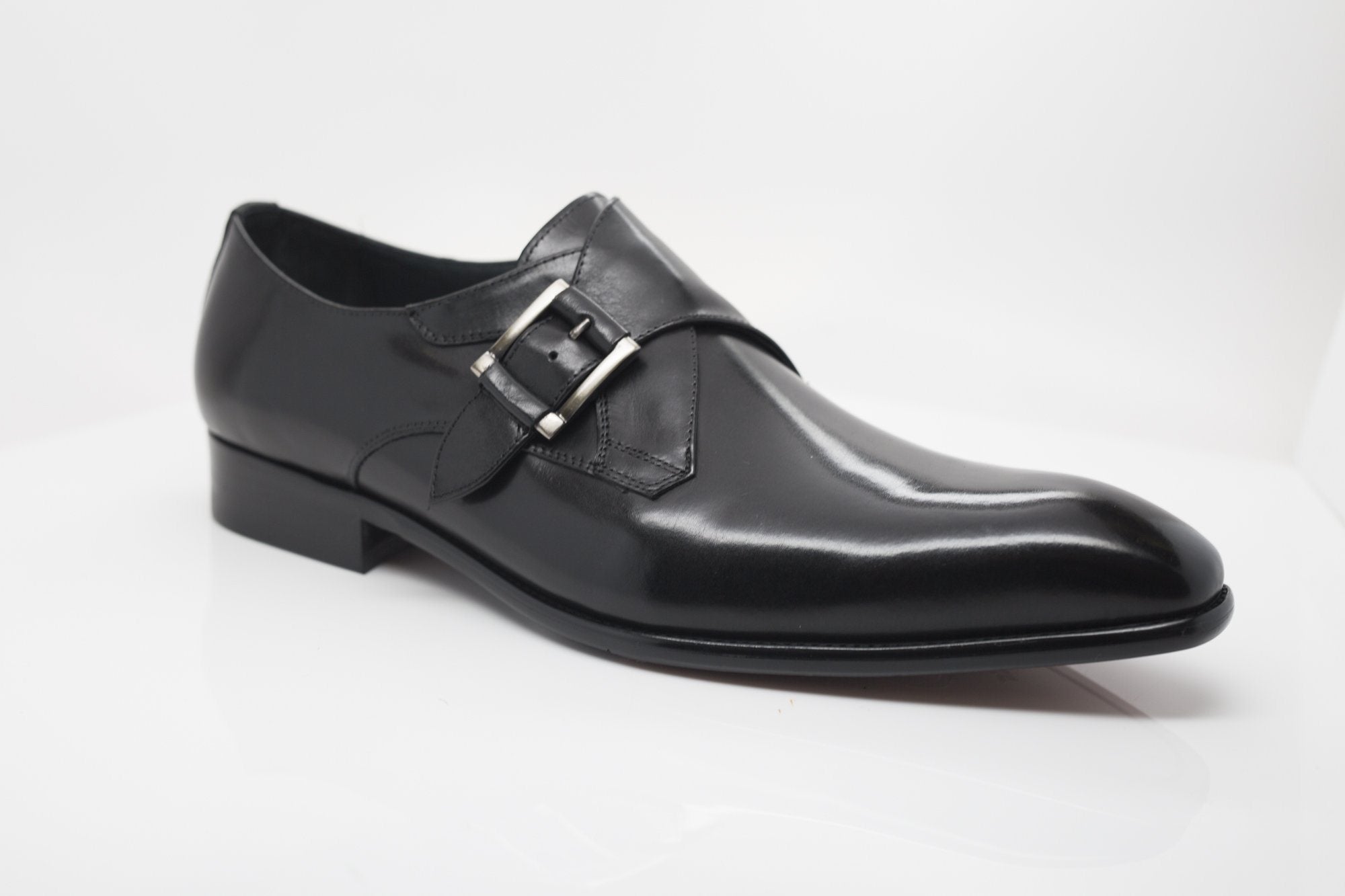 Burnished Calfskin Monkstrap Black