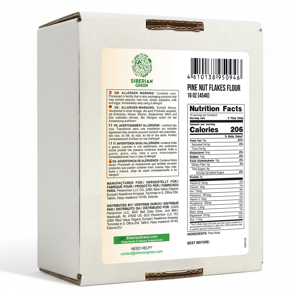 Siberian Pine Nut Flour (Kernel Powder) – 454g / 1 lb