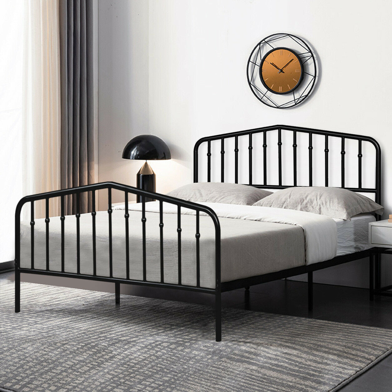 Queen Size Metal Bed Frame Slat Platform