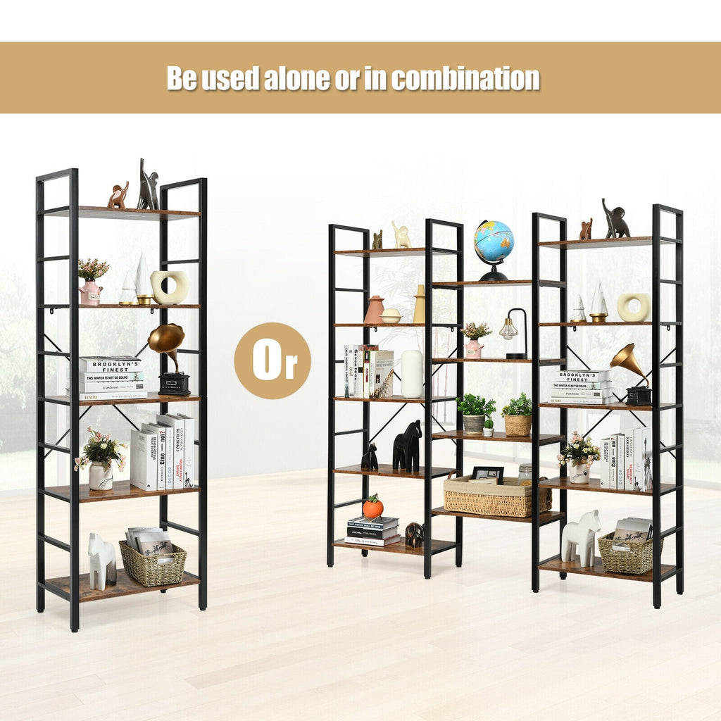 Vintage Triple Wide 5-Tier Bookcase Large Bookshelf Display Storage Shelf