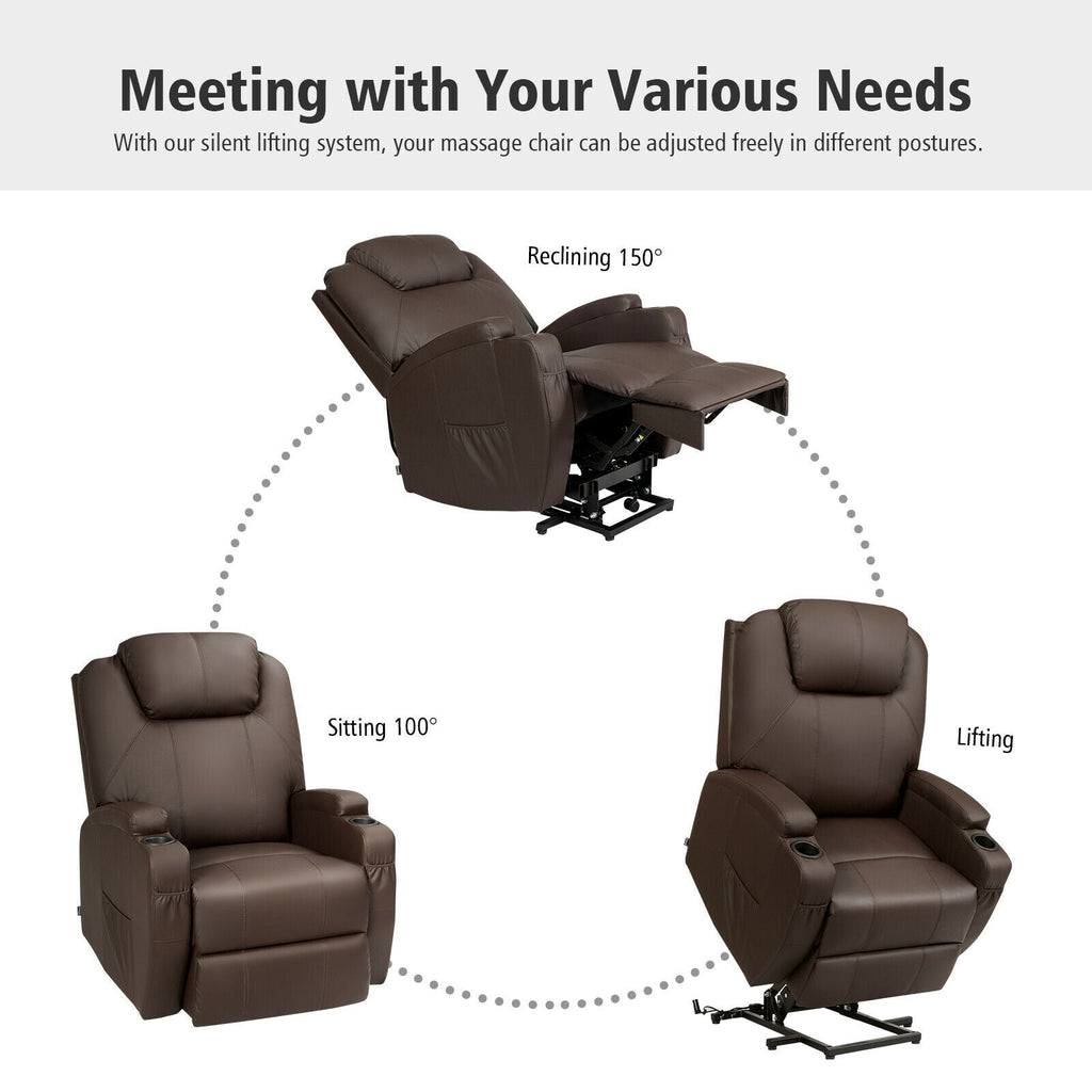 Power Lift Recliner Chair with Massage and Heat for Elderly with Remote Control