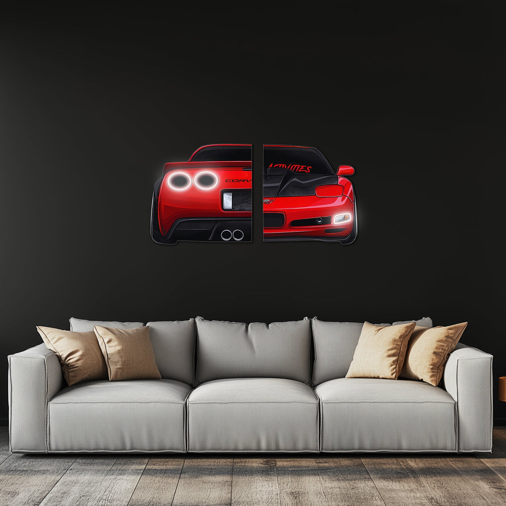 Car Neon LED Wall Art Sign with UV Printed Acrylic Vibrant Integrated Lighting Decor