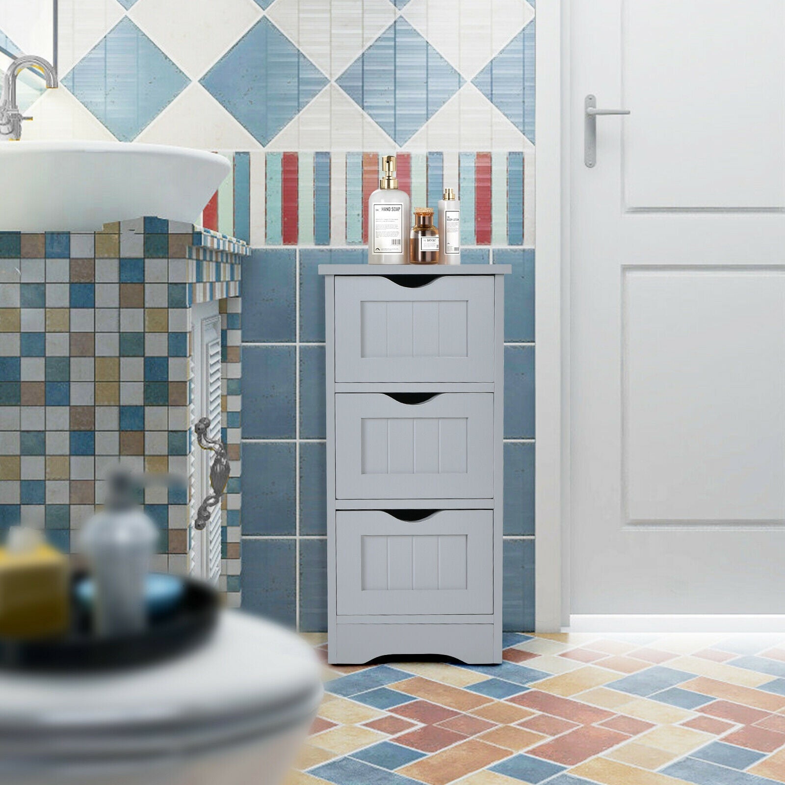 Bathroom Floor Freestanding Storage Organizer with 3 Drawers
