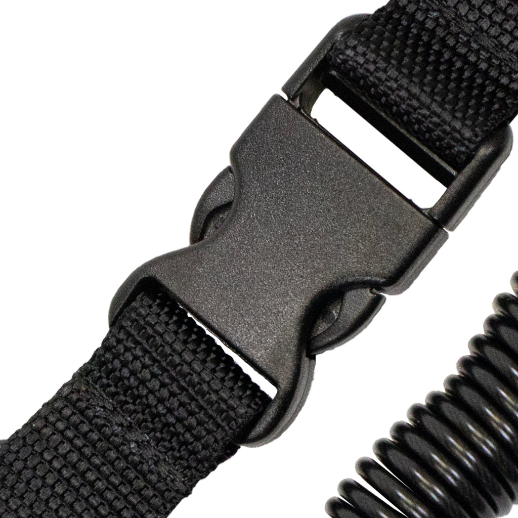 Scuba Diving Dive Black Snappy Coil Camera Lanyard Clip & QB Buckles, 1.3M Coil