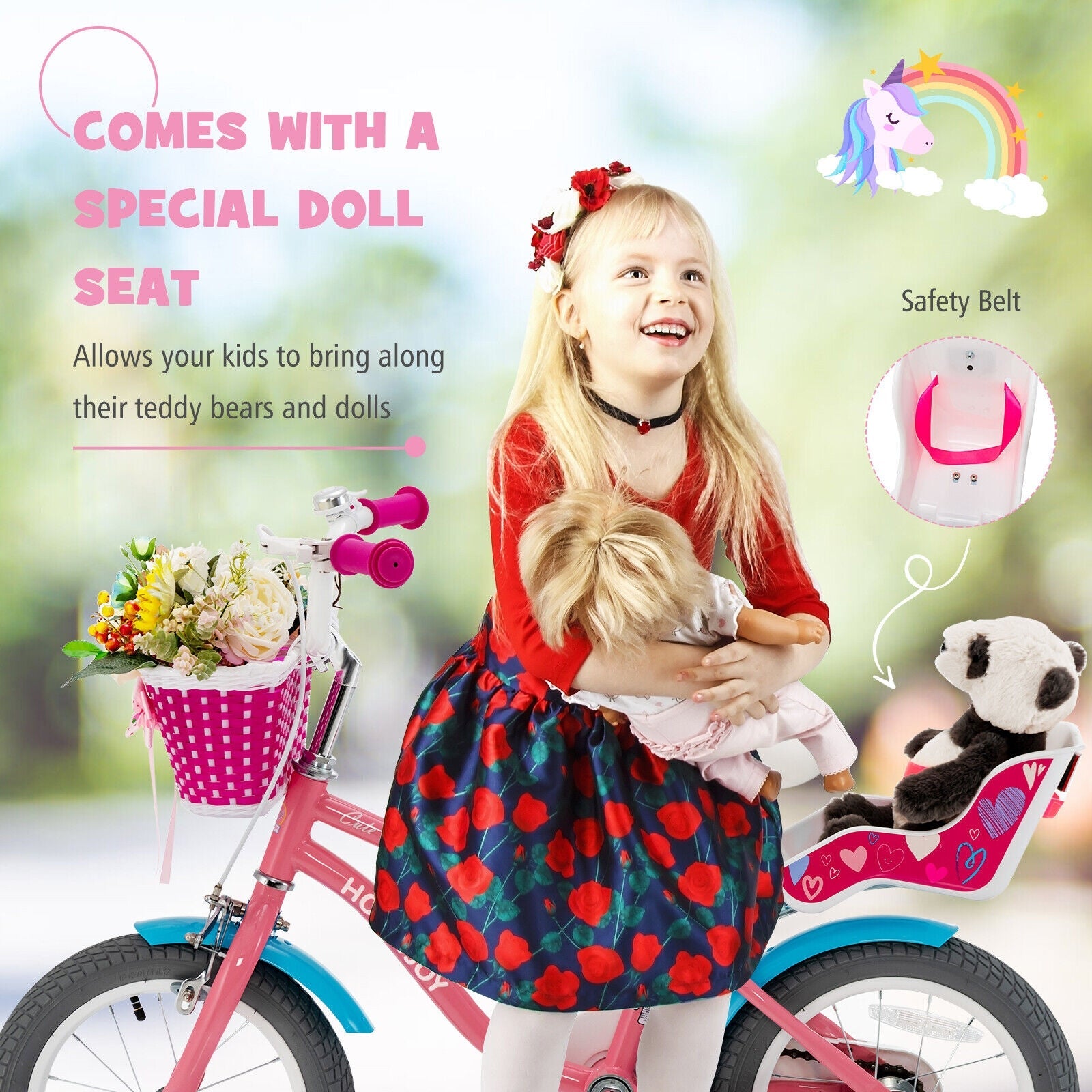16 Inch Kids Bike with Training Wheels and Storage Basket