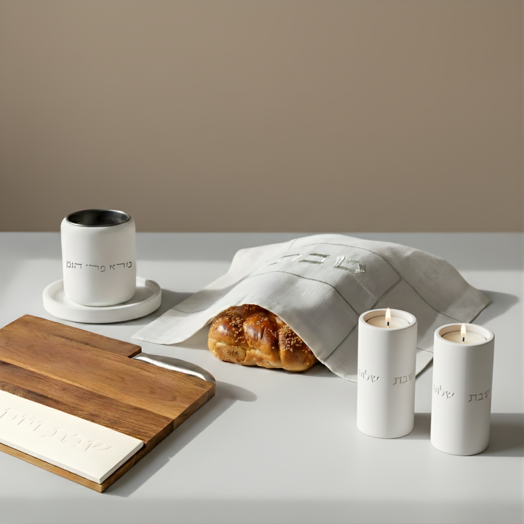 Handcrafted Concrete Shabbat Kiddush Cup Set – Noble Series