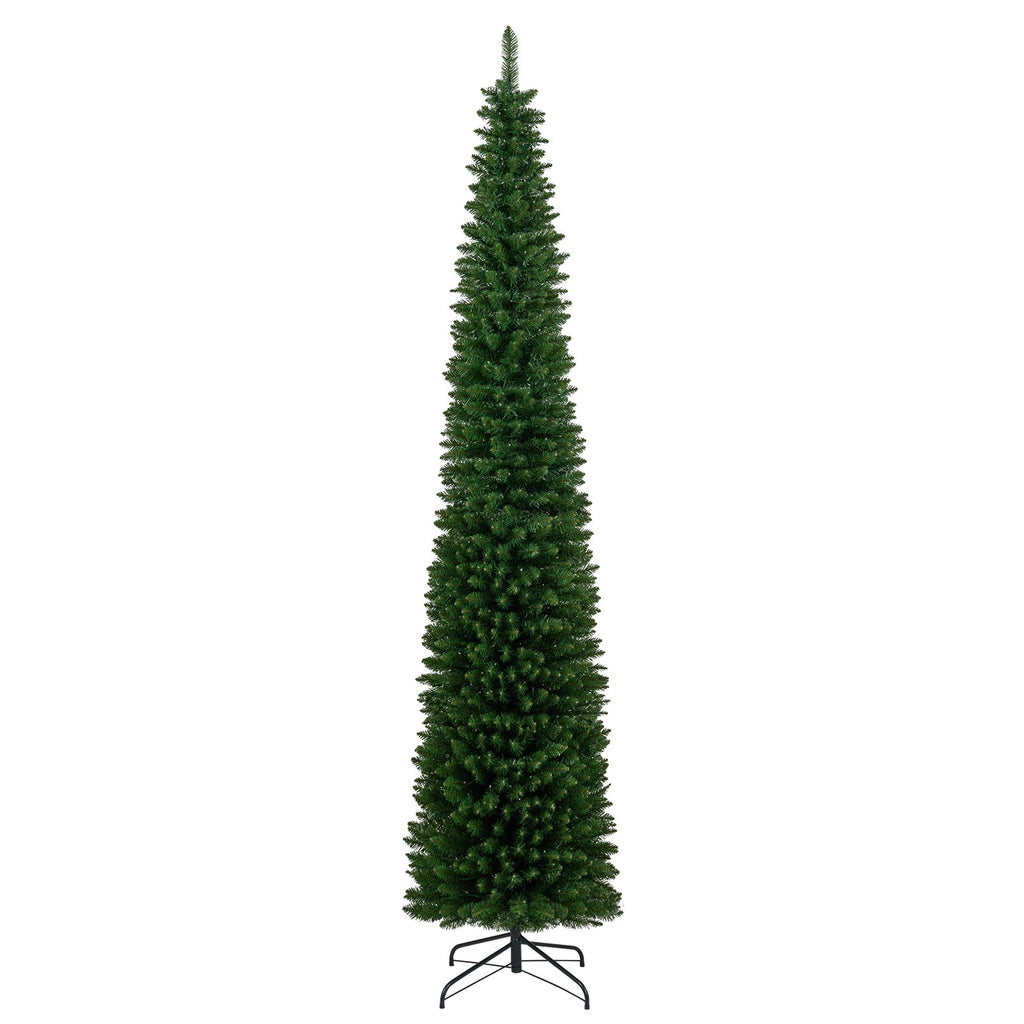 5/6/7/8/9 Feet Pre-lit Pencil Artificial Christmas Tree with 150/180/200//300/400 Warm White LED Lights