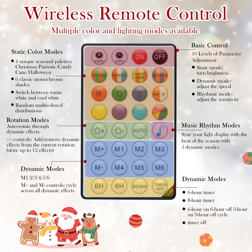 5/6/7/8 FT Artificial Christmas Tree with LED Lights and Remote APP Control
