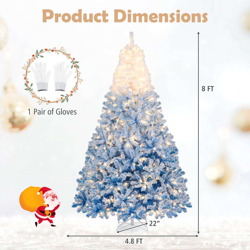5/6/7/8 FT Artificial Christmas Tree with Warm White LED Lights and 8 Modes
