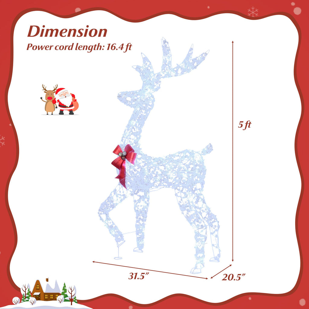 5 Feet Pre-Lit Christmas Reindeer with 100 LED Lights