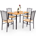 5 Pieces Dining Set Wooden Table and 4 Cushioned Chairs