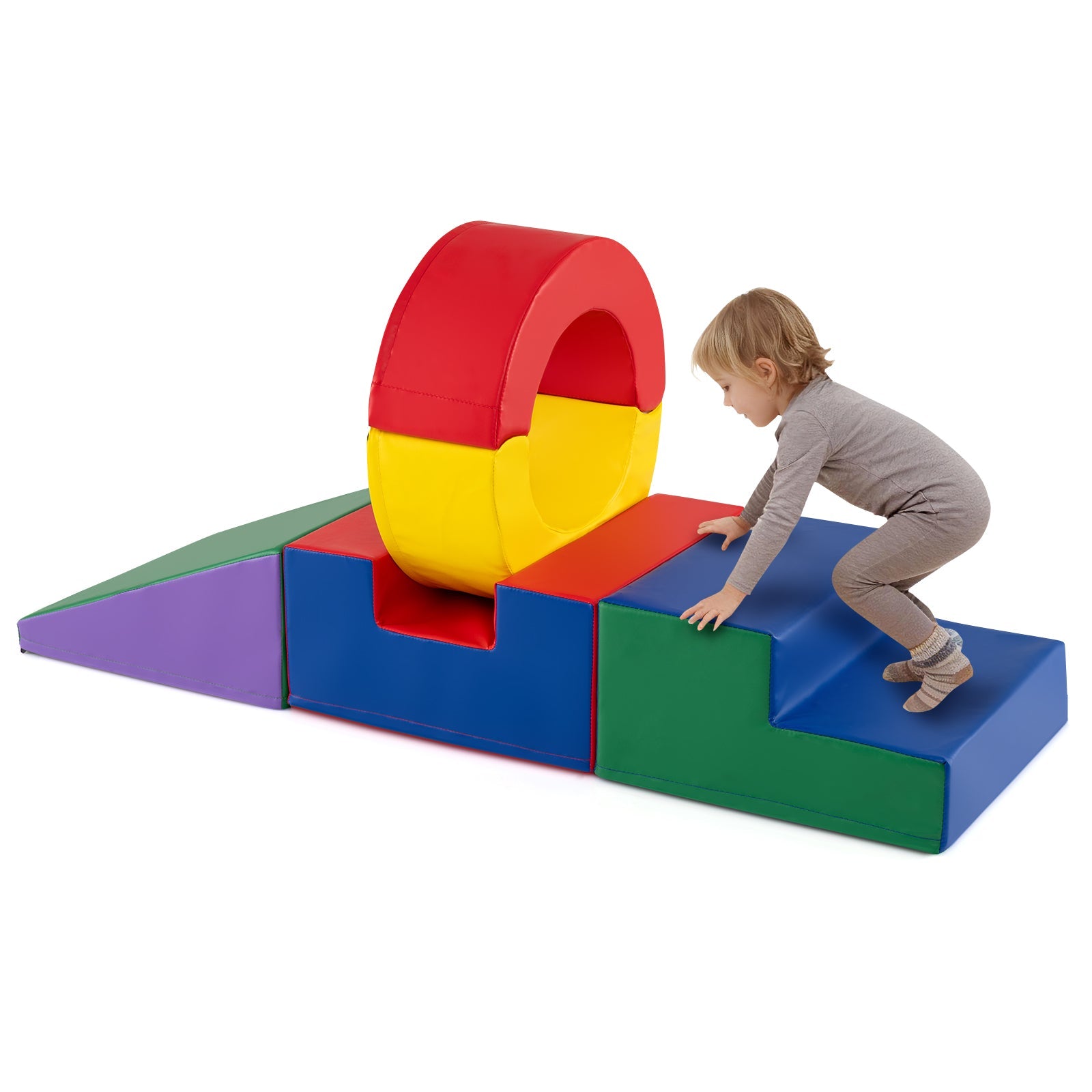 5 Pieces Kids Climbing Toys with PU Leather Cover-Multicolor