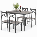 5 Pieces Dining Table Set with Metal Frame for Kitchen Dining Room-Gray