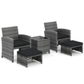 5 Pieces Patio Furniture Set PE Wicker Outdoor Lounge Chairs with 2 Ottomans